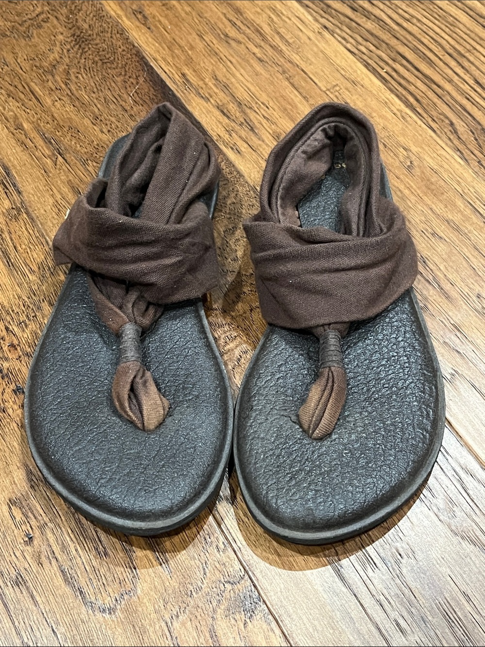 Sanuk Brown Black Yoga Sling Sandals